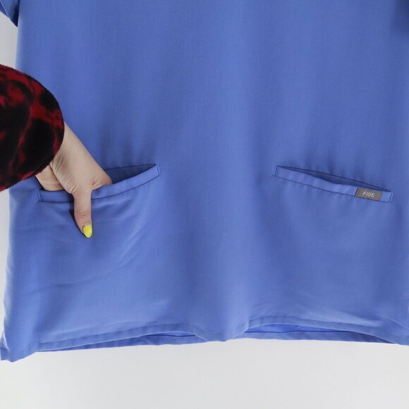 Figs Casma Three Pocket Scrub Top Womens L Blue Uniform Nurse Work Medical Lab - Picture 6 of 16